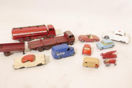 A Dinky Leyland Octopus, a Foden truck, a Sunbeam Alpine, tinplate cars and Lesney Marshall horsebox