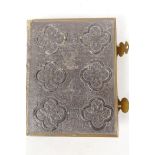 A small C19th photo album with brass clasps, 6" x 5"