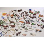 A large collection of Britains painted metal farm animals etc, and later plastic models