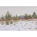 A Russian oil on millboard, winter landscape, indistinctly signed and dated, 11" x 7½"