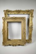 A C19th gilt picture frame, aperture 24" x 19", together with a similar frame, 16" x 12"