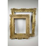 A C19th gilt picture frame, aperture 24" x 19", together with a similar frame, 16" x 12"