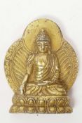 A small Sino-Tibetan figure of Buddha seated in meditation, 2½" high