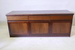 Christian Linneberg, a mid century Danish low sideboard, with three frieze drawers over three