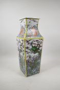 A Chinese famille verte porcelain vase decorated with dragons and carp, 16½"