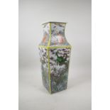 A Chinese famille verte porcelain vase decorated with dragons and carp, 16½"