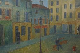 Continental street scene, oil on canvas, signed Otto v Muller 21" x 25"