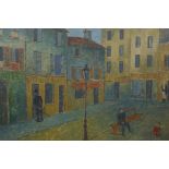 Continental street scene, oil on canvas, signed Otto v Muller 21" x 25"