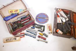A quantity of Hornby HO track, various engines and rolling stock, Airfix, triang etc, mostly A/F