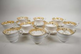 A Ridgway porcelain part tea service from 1830, consisting of five teacups, five coffee cups and