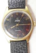 A gentleman's vintage Omega 'Automatic' wristwatch with black dial and gilt double line batons on