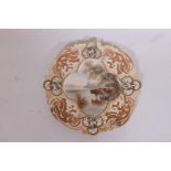 A John Stinton Royal Worcester cabinet plate, with pierced, shaped borders, the central panel