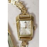 A rare mid C20th lady's Le Coutre Grasshopper wristwatch, the case marked 14k gold, details inside