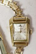 A rare mid C20th lady's Le Coutre Grasshopper wristwatch, the case marked 14k gold, details inside