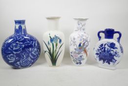 A collection of four Oriental vases, largest 10½" high