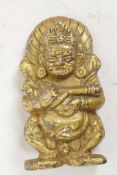 A small Sino-Tibetan figure of an angry deity, 2½" high