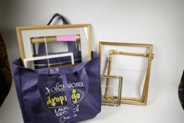 A quantity of picture frames including three good gilded frames, largest 17" x 14" fifteen in total