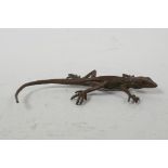A Japanese Jizai style bronzed metal lizard, 5½" long