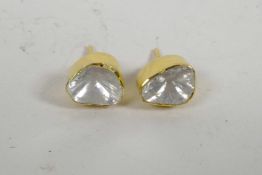 A pair of silver gilt and mine cut diamond ear studs