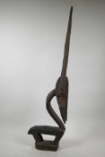 An African Bambara tribe wood carving of an antelope