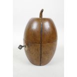 A Georgian style fruitwood tea caddy in the form of a melon, 6½" high