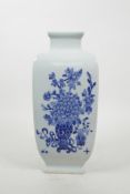 A Chinese blue and white porcelain vase decorated with objects of virtu, seal mark to base, 10½"