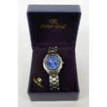 An Oskar Emil man's wristwatch series 3000 Quartz, blue dial and stainless steel strap, unworn,