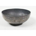 An early Bidri ware metal bowl with engraved floral decoration, 5¼" diameter