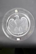 A Lalique frosted and clear glass collector's plate made to commemorate the American Bicentenary,