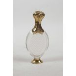 A French cut glass and yellow metal scent bottle, 4" high