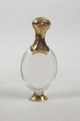 A French cut glass and yellow metal scent bottle, 4" high