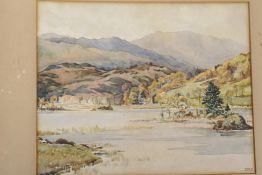 D.M. Dummick, lake scene, signed with initials and detailed verso Rydal Water, spring 1935,