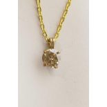 A 14ct yellow gold champagne diamond pendant necklace, on a gilt chain, 2.2cts