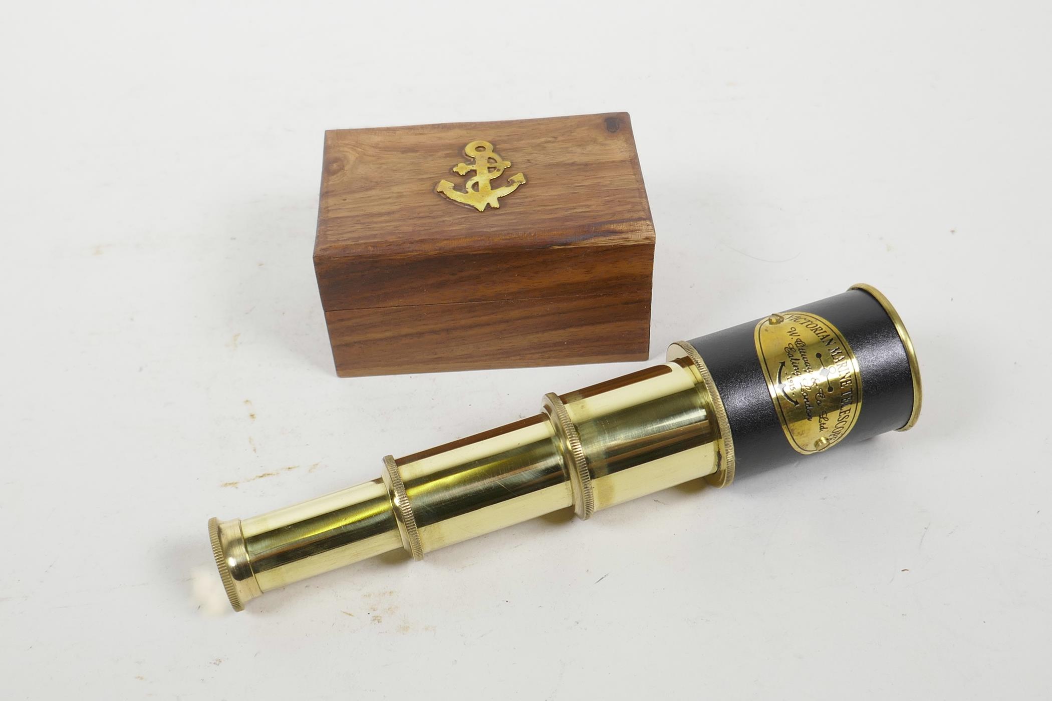 A reproduction brass 'Victorian Marine Telescope', boxed, 3½" x 2½" - Image 2 of 3