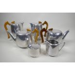 A collection of Picquot ware, two teapots, two coffee bowls, a cream jug and sugar bowl (6)