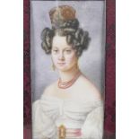 A portrait miniature of a Georgian lady, 2¼" x 4"