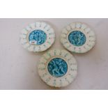 Three C19th French faience plates with putti decoration, in the style of Rupelle, impressed to