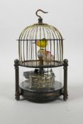 A Chinese brass automaton birdcage clock, 6½" high