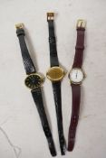 Three lady's Certina wristwatches on leather straps