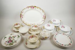 A variety of floral porcelain consisting of Wedgwood of Etruria and Barlaston floral and butterfly