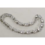 A 925 silver and cubic zirconium tennis bracelet, 8" long