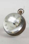 A brass bound ball desk clock, 2½" diameter