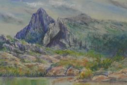 E. Antonysen, 'Dolerite Columns, Mt Gould', pastel on paper, 12½" x 9½"