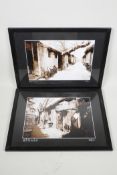 A pair of monochrome photographs of a Tibetan village, signed, 11½" x 7½"