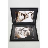 A pair of monochrome photographs of a Tibetan village, signed, 11½" x 7½"