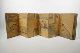A Chinese printed concertina erotic book, 6½" x 11½"