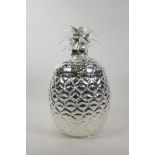 A plated ice cooler in the form of a pineapple, 13" high