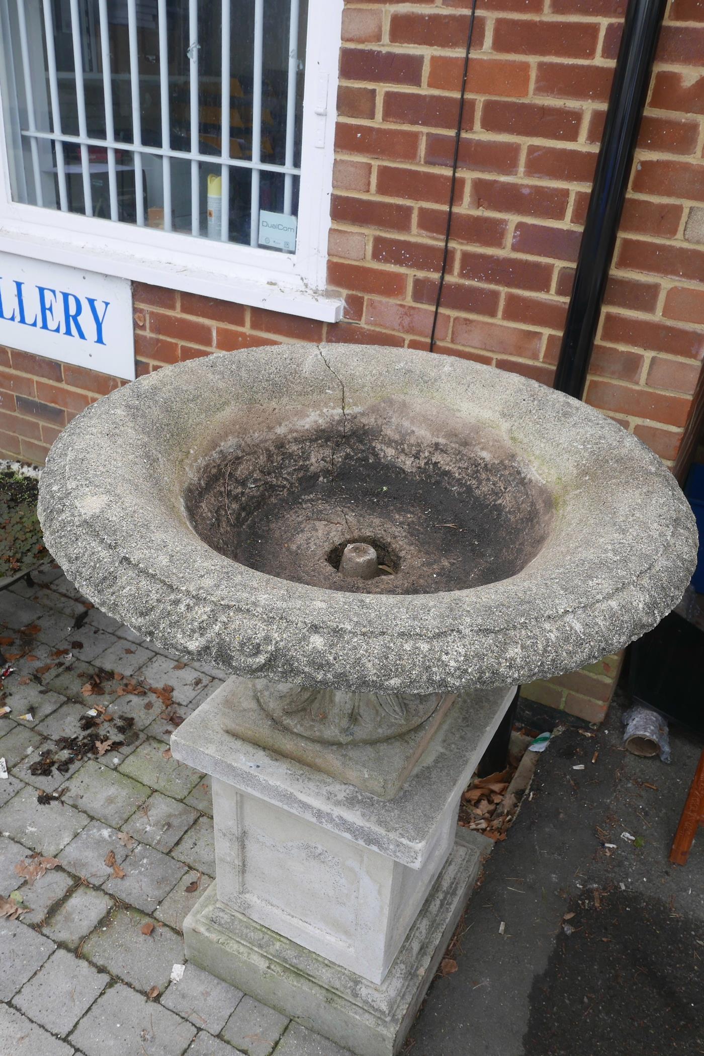 A reconstituted Campagna urn on stand, 44" high x 37½" diameter - Image 3 of 3