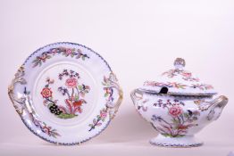 A c.1840 'Kaolin Ware' Thomas Dimmock and Co. tureen and cover with matching platter, in the '