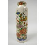 A C20th Chinese famille verte crackle glazed porcelain tall vase decorated with chrysanthemums,